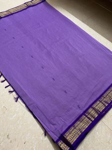 Purple Cotton Saree with Border