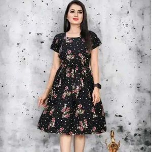 Floral Print Black Dress