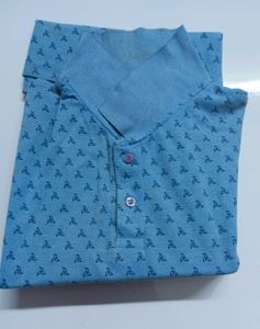 Men&#39;s Light Blue Micro-Print Polo Shirt