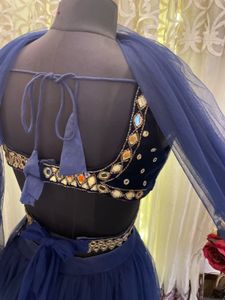 Navy Blue Mirror Work Lehenga Choli