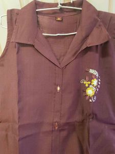 Embroidered Burgundy Dress