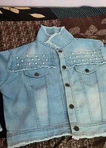 Denim Jacket with Pearl Detail