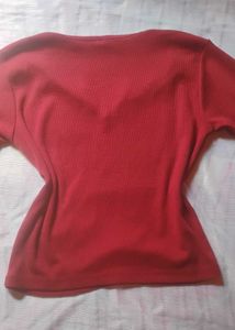 Red V-Neck Top