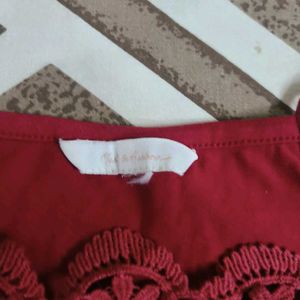 Red Lace Trim Tank Top