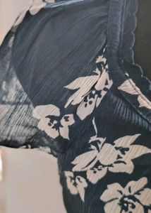 Floral Navy Square Neck Top