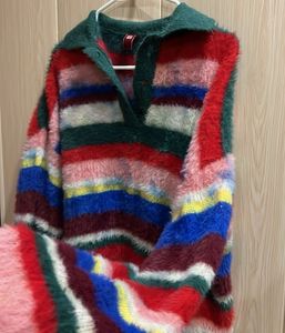 Japenese Vintage Striped Fuzzy Knit Sweater