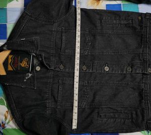 Men Black Solid Denim Jacket
