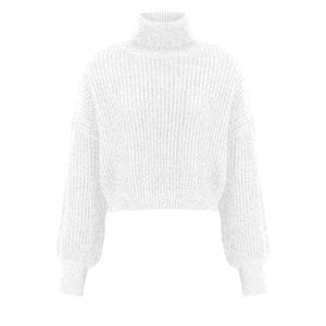 White Turtleneck Knit Sweater