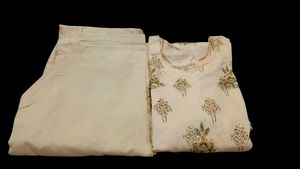 Elegant Kurta With Salwar Embroidery Suit Set