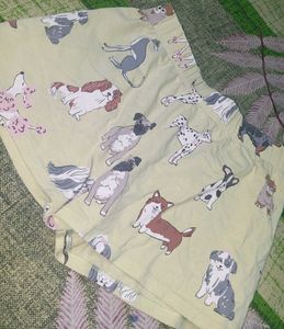 Cute Dog Print Shorts &amp; Yellow Top Set