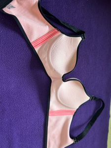 Peach &amp; Black Lace Bra