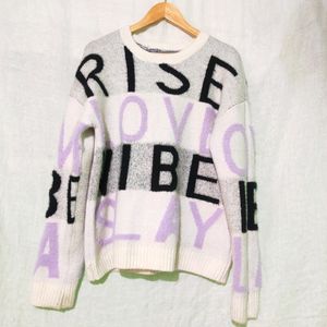 MAX Typographic Wool Round Neck Sweater