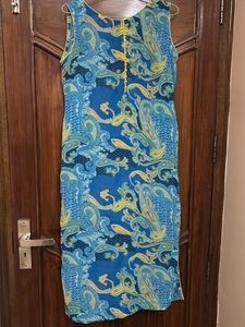 Blue Paisley Sleeveless Dress