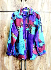 Colorful Abstract Print Shirt Size-44