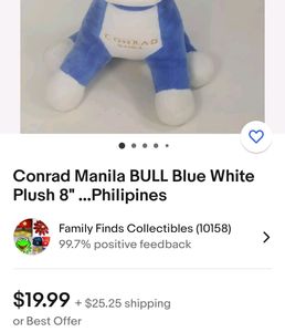 Conrad Manila Bull Blue White Plushie Toy