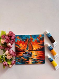 Mini Sunset Sailboat Artwork Painting