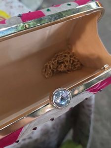 Rose Embroidery Hand Clutch With Sling