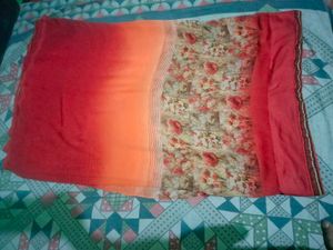 Coral Floral Saree with Blouse