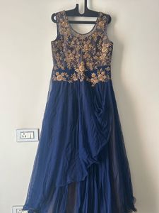 Elegant Blue &amp; Gold Ethnic Gown L size