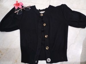 Black Button-Down Cardigan`⁠∩⁠｡⁠•⁠ ⁠ᵕ⁠ ⁠•⁠｡⁠∩⁠`⁠