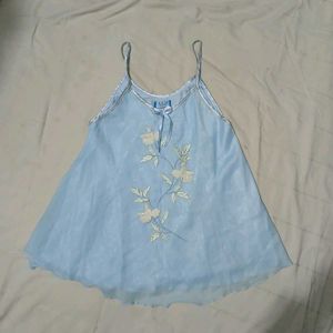 Babydoll Babyblue Coquettecore Satin Top Women