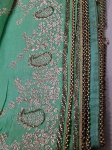 Green Pittan Work Saree With Blouse