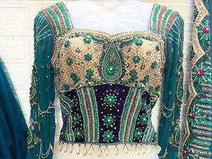 Green Embroidery &amp; Zardozi Work Lehengacholi