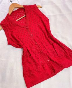 Pinterest Shinny Red Hot Crochet Vest D