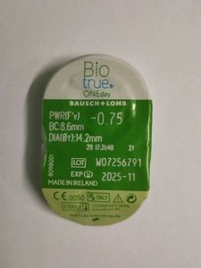 5 Bausch + Lomb BioTrue ONEday -0.75 Contacts