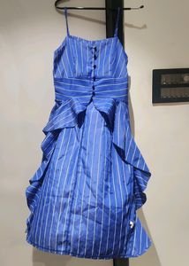Blue Striped Ruffle Dress