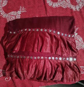 Maroon Fril With Mirror Work Saree