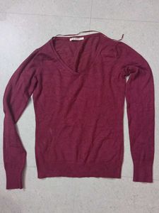 Burgundy V-Neck Sweater