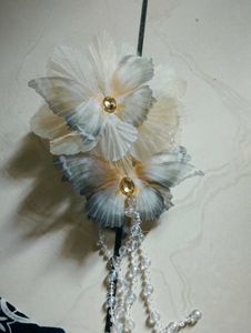 Floral Koreal Hair Claw with Crystal Beads
