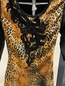 Leopard Print Embellished Kurti