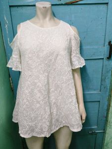 White Cold Shoulder Lace Dress