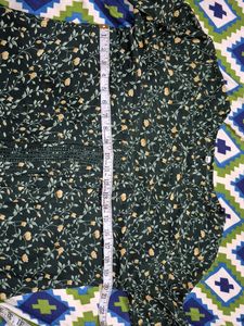 Dark Green Floral Office Top