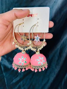 Pink Jhumka Earrings