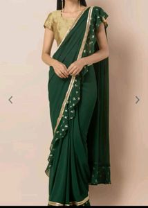 Readymade Green Saree Without Blouse