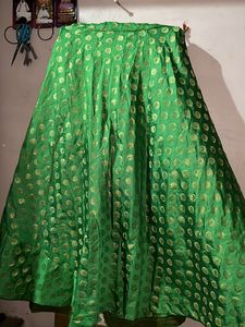 Emerald Green &amp; Gold Lehenga Skirt