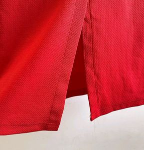 Red high waisted skirt