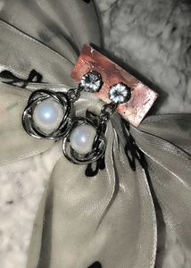 Silver Flower Drop Earrings
