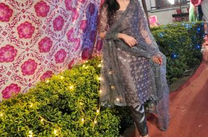 Ethnic Suit Set Grey Sequin