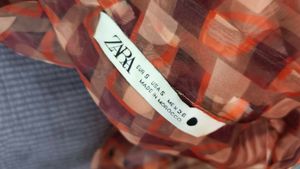 Zara Brown Checkered Sheer Shirt