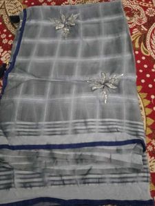 Organza Worked Saree With Unstitched Blouse