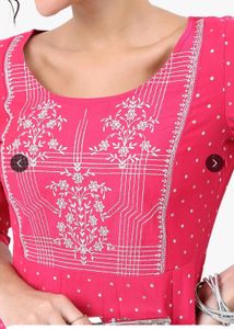 Vishudh Brand Pink Threadwork Kurta Xxl