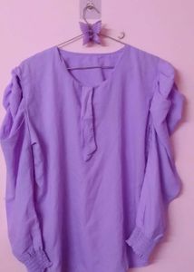 Combo Puff Sleeve Top💜+Butterfly Clutcher