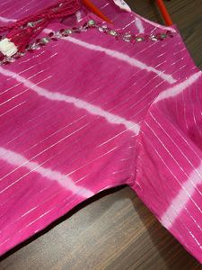 Pink Striped Kurta &amp; Dupatta