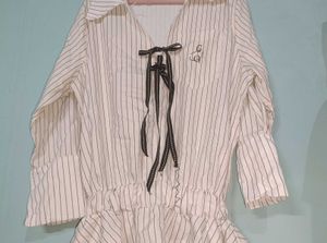 Striped Tie Neck Dress