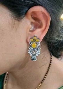 Beautiful oxidise silver jhumkas Earrings (pack 4)