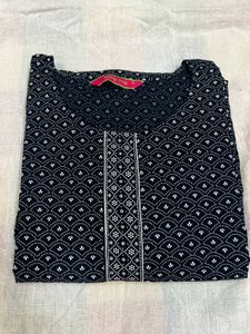 Navy & White Print Kurti